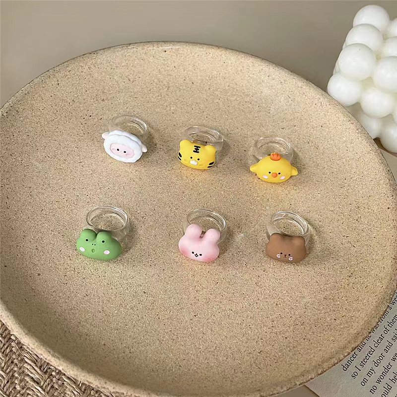 Nhẫn Nhựa Hình Sở Thú Dễ Thương Phong Cách Harajuku Cho Bé