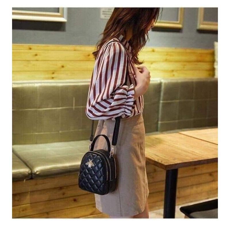 TÚI DA TRẦN CHỈ ĐEO CHÉO NỮ HOẠ TIẾT ONG