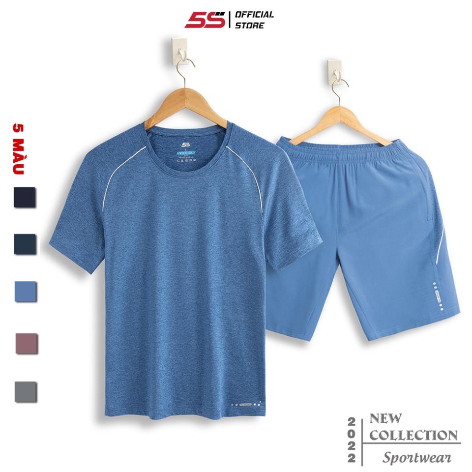 Bộ Quần Áo Thể Thao Nam Cổ Tròn 5S ( 5 màu), Vải Thun Mát Lạnh, Mềm Mịn, Chống Nhăn, Chống Bám Bụi (B22198) *