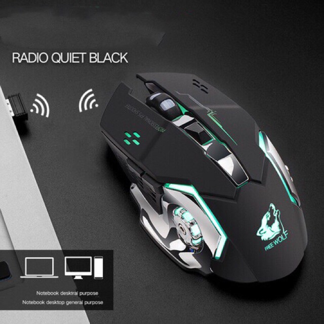 Chuột không dây chuyên GAME Wolf X8 RBG Wireless 2.4GHz SIÊU NGẦU, Tự động đổi màu sắc - Tặng lót chuột chính hãng