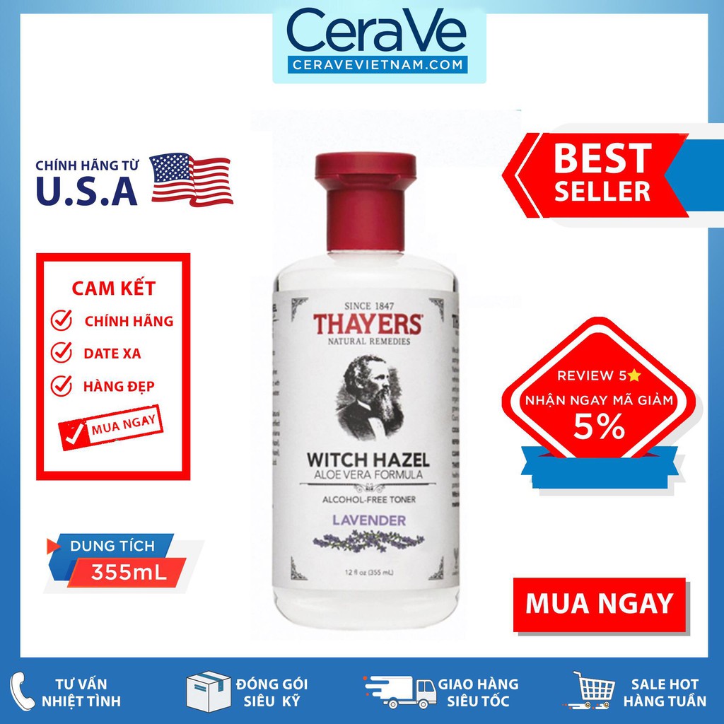 Nước hoa hồng Thayers Lavender Facial Toner (355mL)