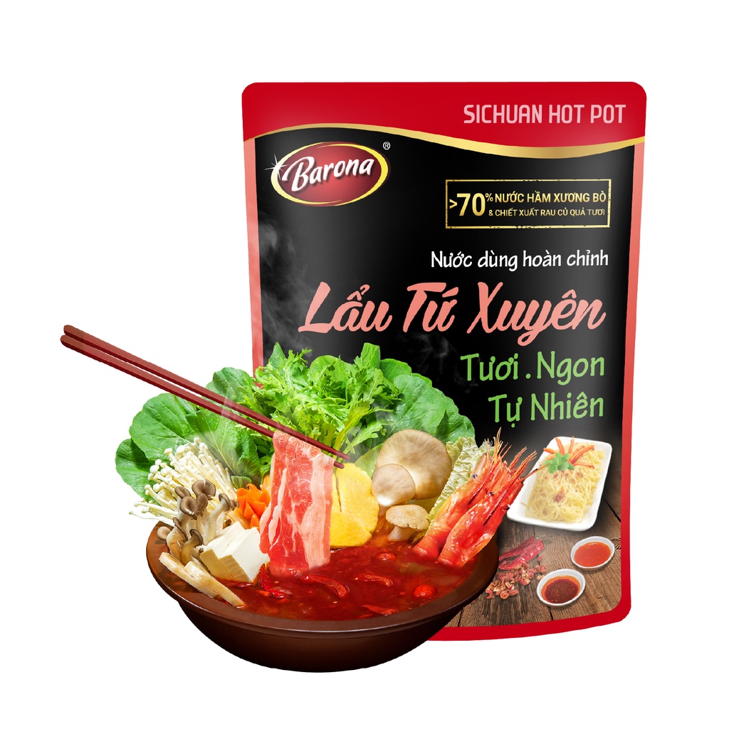 Nước dùng lẩu tứ xuyên barona 140g tươi ngon chuẩn vị không cần nêm nếm - ảnh sản phẩm 3