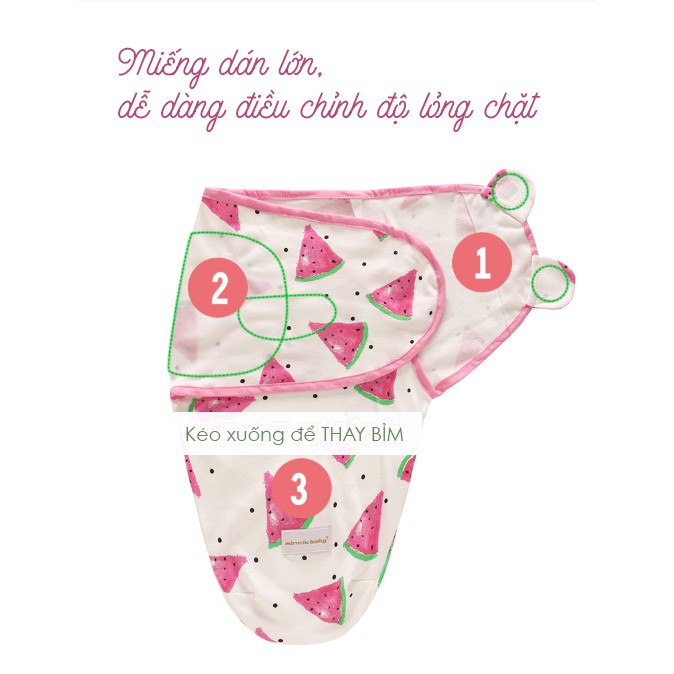 Ủ kén sơ sinh Miracle Baby cotton khăn quấn bé