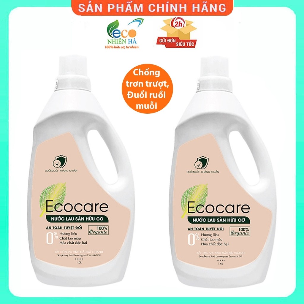 Nước lau sàn ECOCARE 1L tinh dầu sả chanh, nước lau nhà đuổi muỗi, chống trượt cho bé