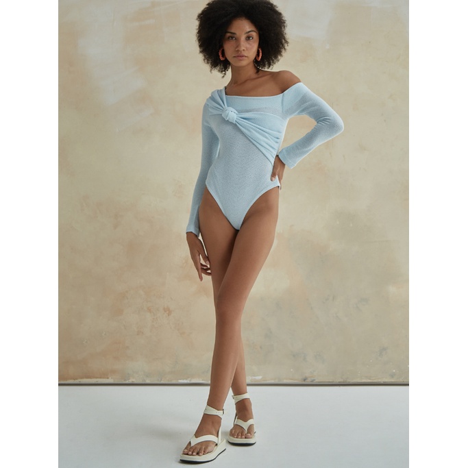 COCO SIN - Áo Xanh Tay Dài Twist Nơ