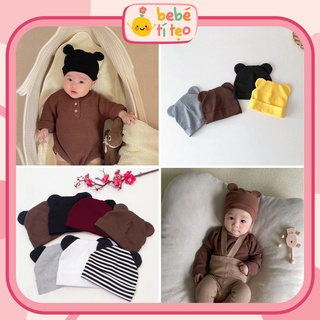 Mũ Nón Tai Gấu Trùm Đầu Dễ Thương Cho Bé Trai Bé Gái Sơ Sinh Bebé Tí Tẹo NON006