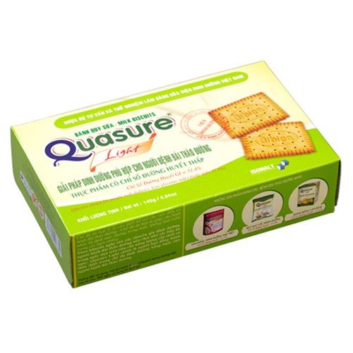 [Mã 267FMCGSALE giảm 8% đơn 500K] Bánh quy dành cho người tiểu đường, ăn kiêng quasure light sữa 140g