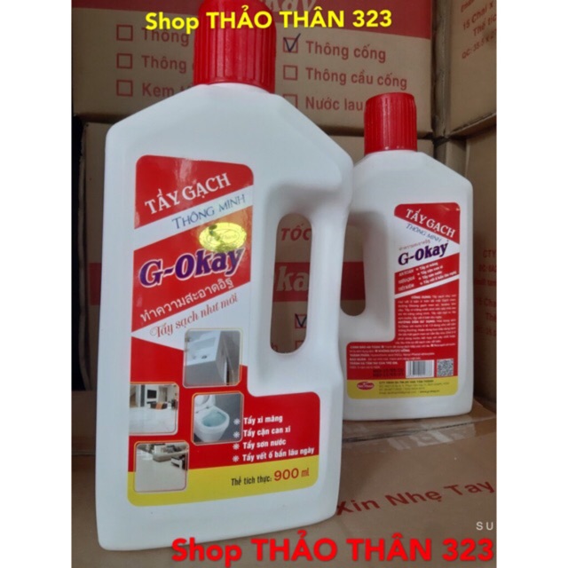 NƯỚC TẨY XI MĂNG, TẨY GẠCH THÔNG MINH G-OKAY 900ml