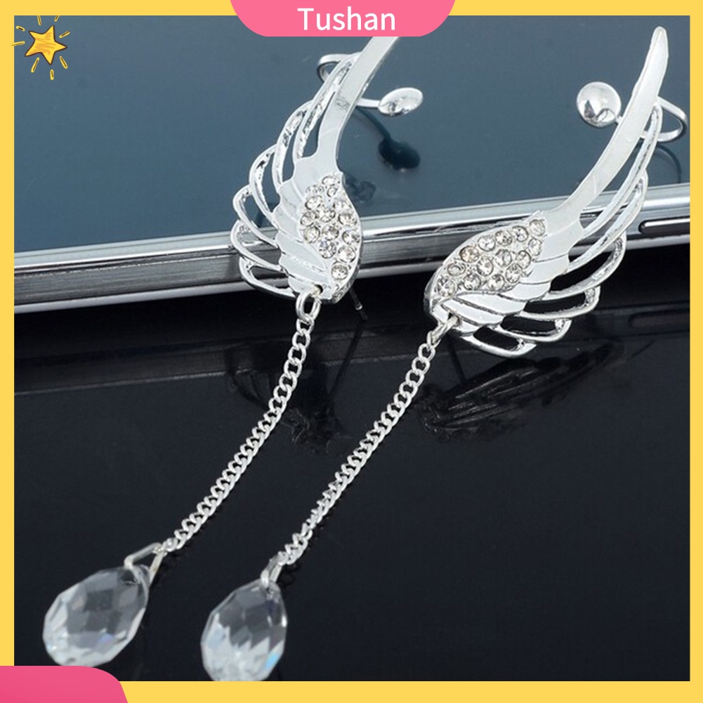 Khuyên vành tai hình cánh thiên thần đính đá dễ thương cho nữ