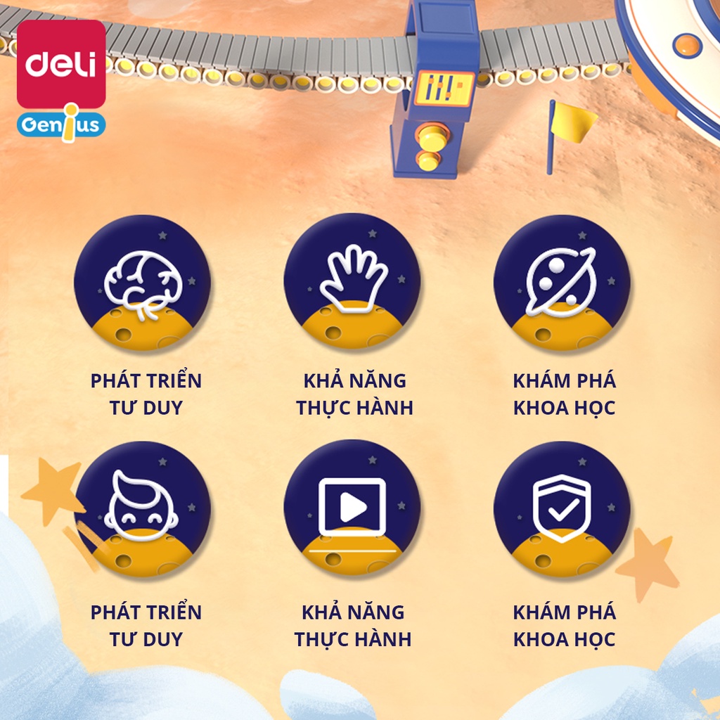 Bộ Mô Hình Lắp Ghép Có Chuyển Động Deli Cho Bé - Đồ Chơi Khoa Học STEM - Máy Bay Xe Đua Máy Xúc Phi Thuyền Súng Nước