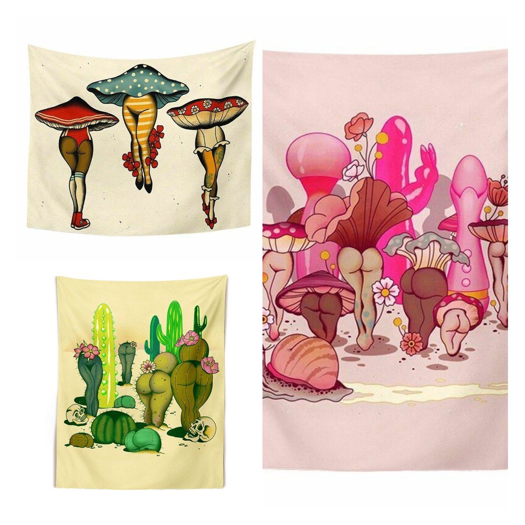 Thảm Treo Tường Trang Trí Hình Chữ Nhật In Hình Thực Vật