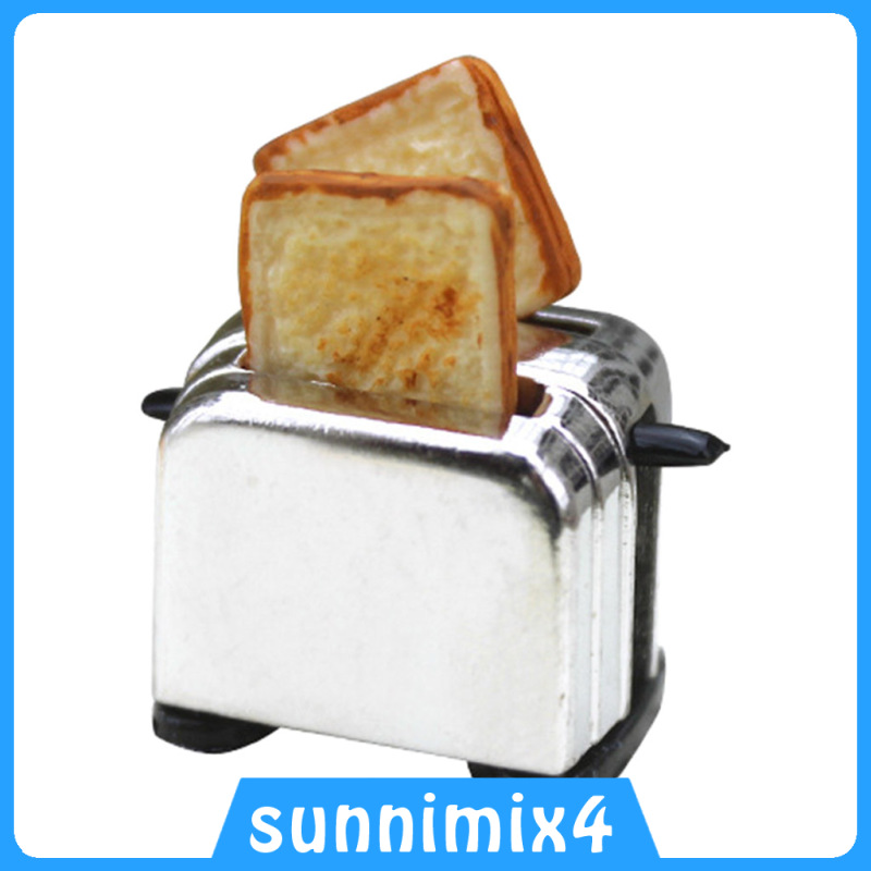 [H₂Sports&Fitness]1:12 Doll House Alloy Bread Maker with Toasts Simulation Baby Doll Kitchen