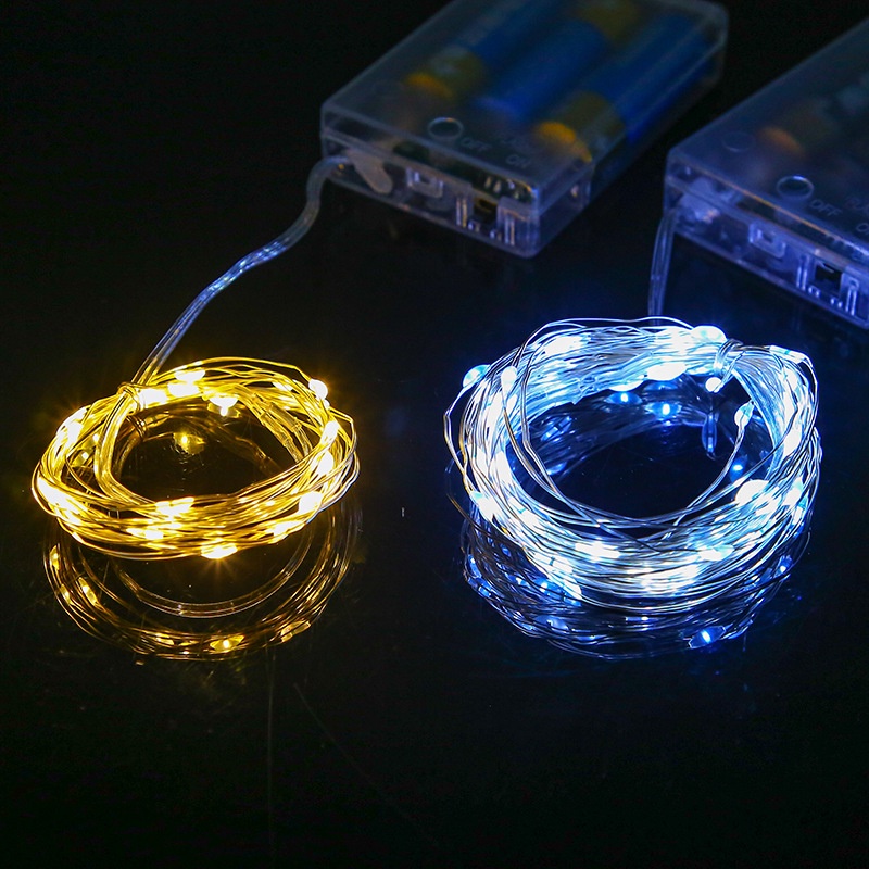 Dây đèn led 50 bóng dài 2m/5m/10m chống thấm nước trang trí phòng ngủ cho bé kèm pin