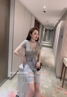 ☀️ Quần Jeans Ngố Nữ Rách Kiểu