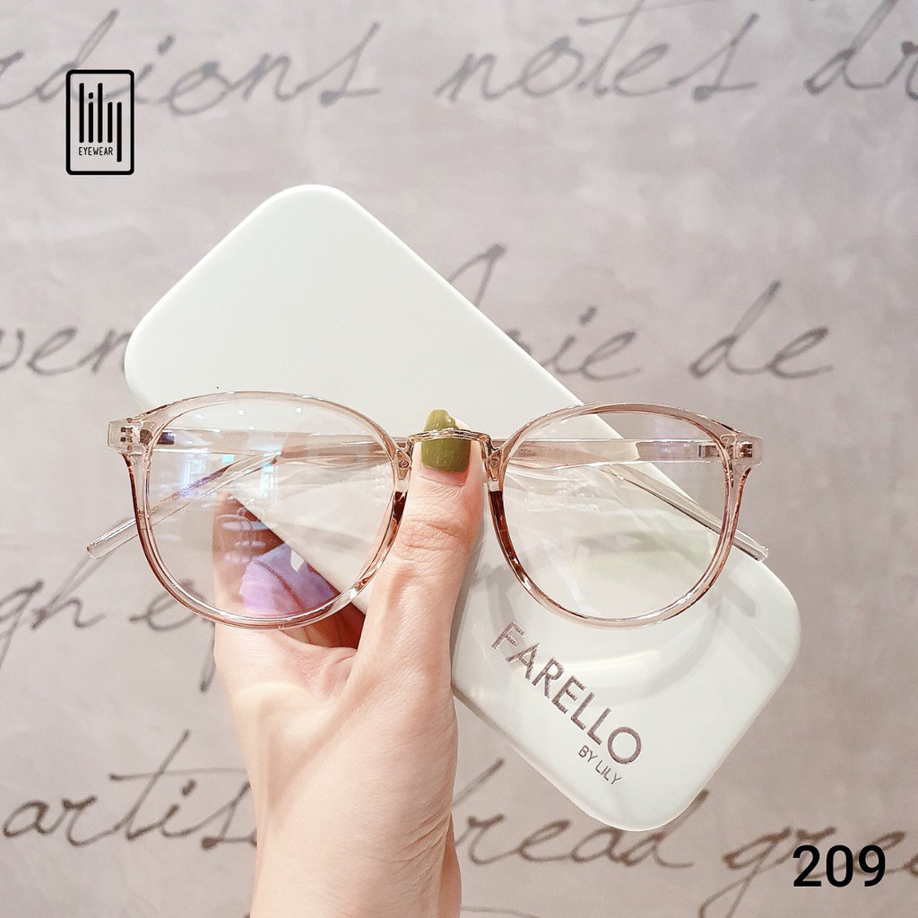 Gọng kính cận LILYEYEWEAR nhựa dẻo mắt tròn kiểu dáng thời thượng màu sắc thời trang 209