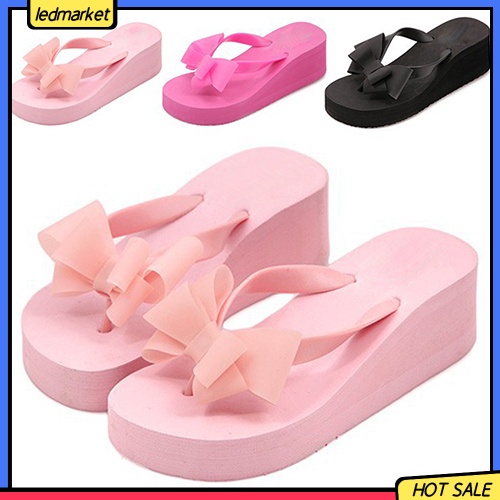 Dép xỏ ngón đế xuồng đính nơ phong cách Hawaii thời trang cho nữ