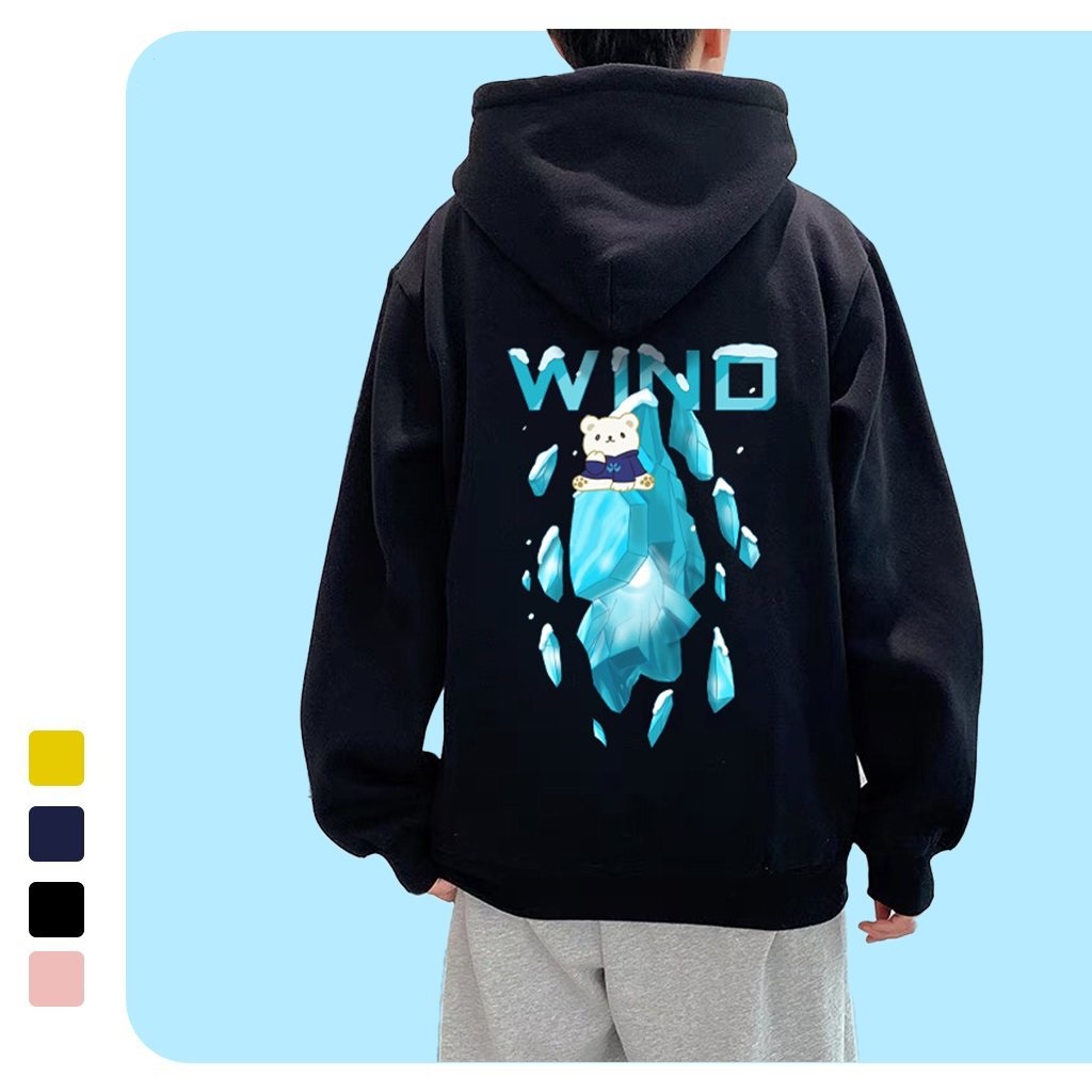 Áo thu đông đen trắng. Áo hoodie WIND BEAR ( N31 )