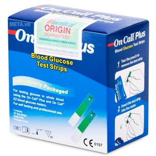 Que thử đường huyết On call Plus (25 quê đóng rời/hộp) Tặng 10 kim lấy máu