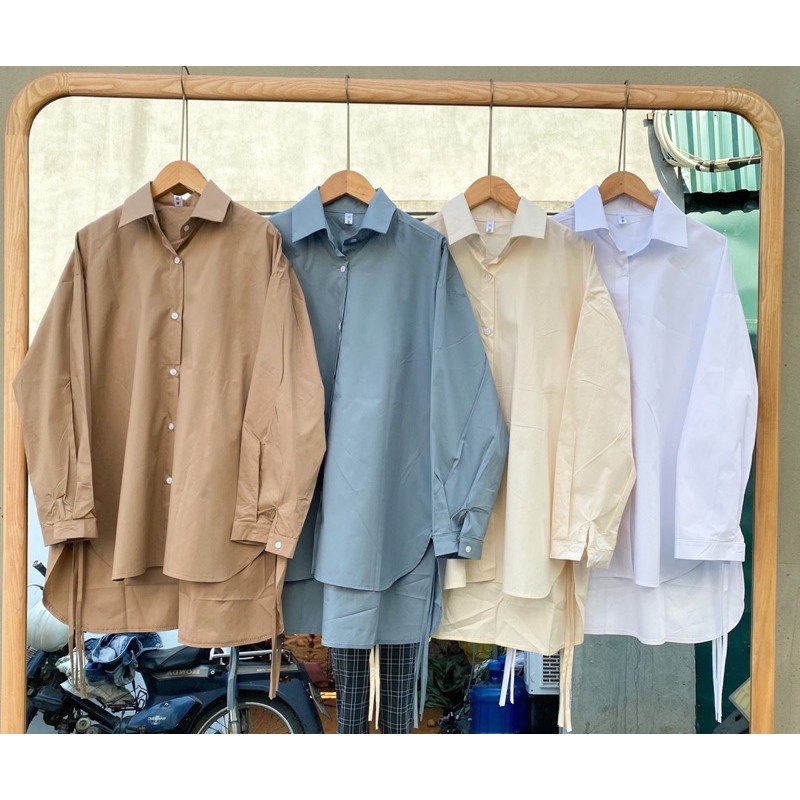 Sơ mi oversize buộc dây vintage - mã 012