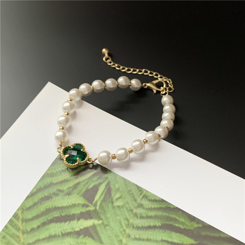 Vòng đeo tay đính đá và ngọc trai nhân tạo phong cách Hàn Quốc thời trang F394 | BigBuy360 - bigbuy360.vn