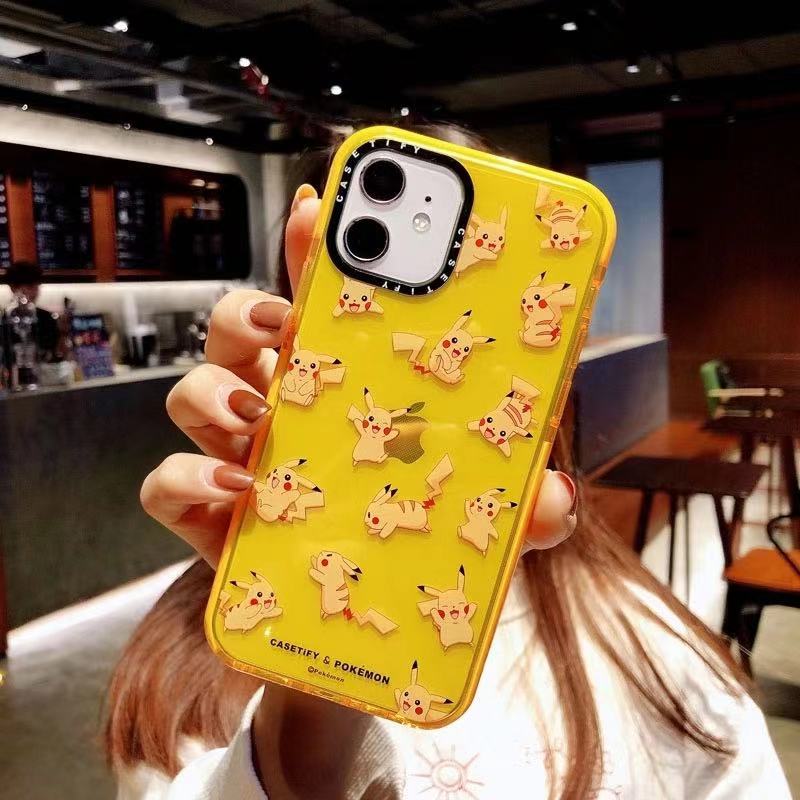 Ready Stock iPhone 12 11 Pro Max SE 2020 8 7 6s 6 Plus Phone Case Ins Fashion Cartoon Pikachu Casing Clear Floral Soft Anti-fall Cover