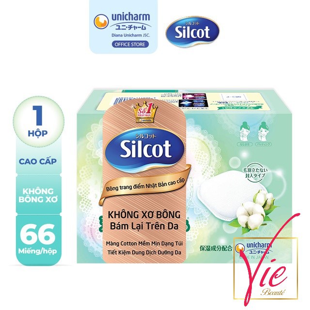 Bông tẩy trang Silcot - Bông Trang Điểm Silcot Nhật Bản Cao Cấp Loại 66 - 82 miếng/hộp Silcot Unicharm