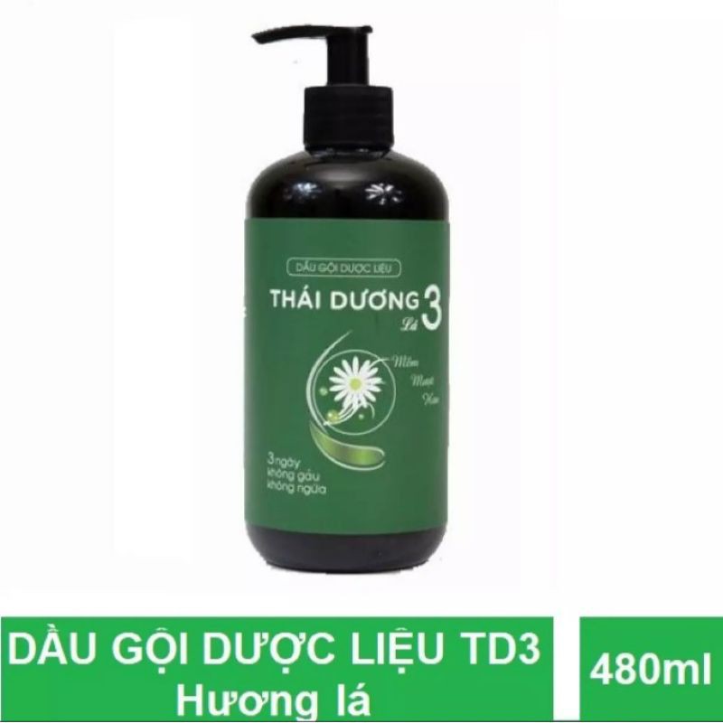 Dầu gội Thái Dương 3 - Hương lá - chai 480ml (tặng 2 gói xả td3)