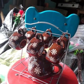 Bộ ấm chén có giá inox treo