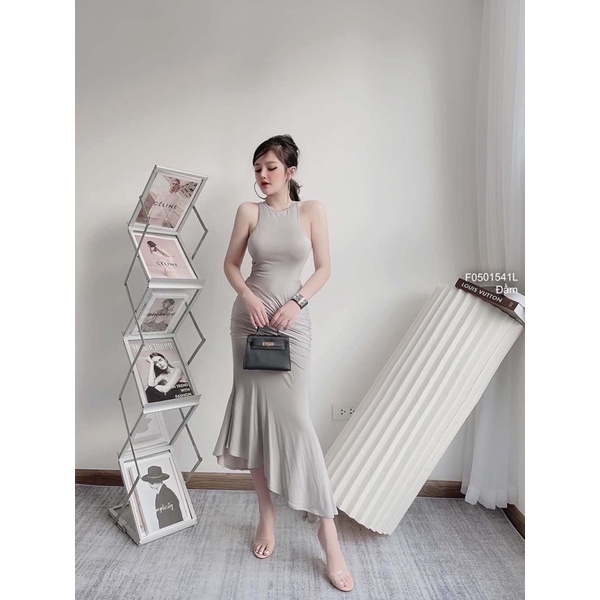 Đầm body thun ba lỗ đuôi cá nhún bụng dáng dài!