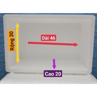 Thùng Xốp Cũ ( Dài 46 cao 20 rộng 30 dày 2cm )