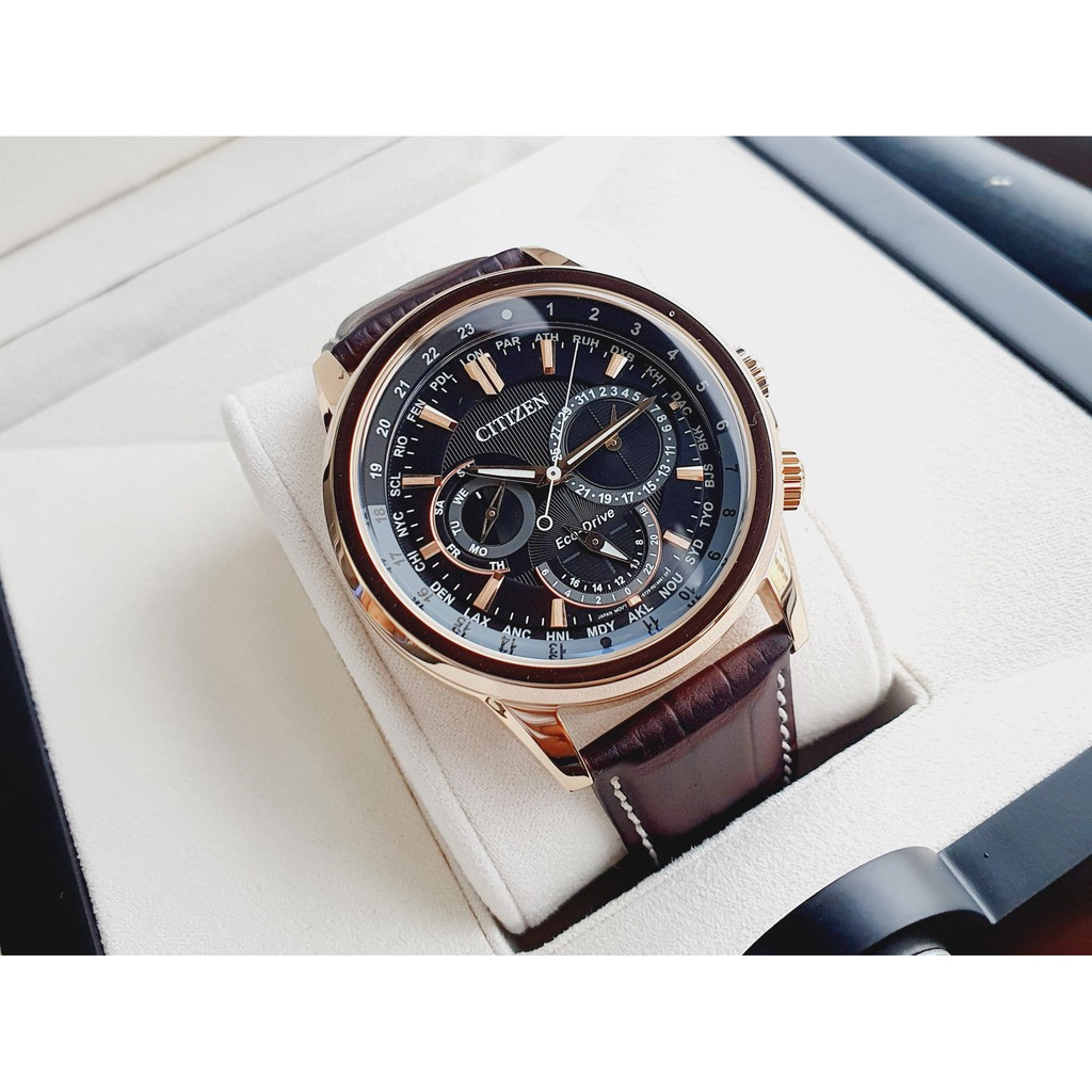 Đồng hồ nam chính hãng Citizen BU2023-04E - Máy Quartz pin năng lượng ánh sáng - Kính khoáng cứng - Giờ thế giới