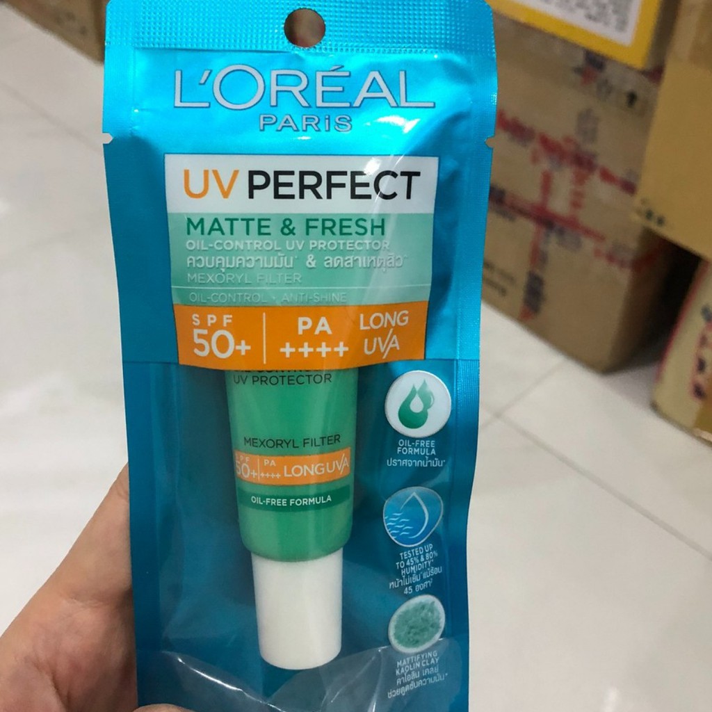(mẫu thử 7ml/ 15ml) Kem Chống Nắng Kiềm Dầu Se Mịn Lỗ Chân Lông LOREAL UV PERFECT MATTE & FRESH SPF50/PA++++ | BigBuy360 - bigbuy360.vn