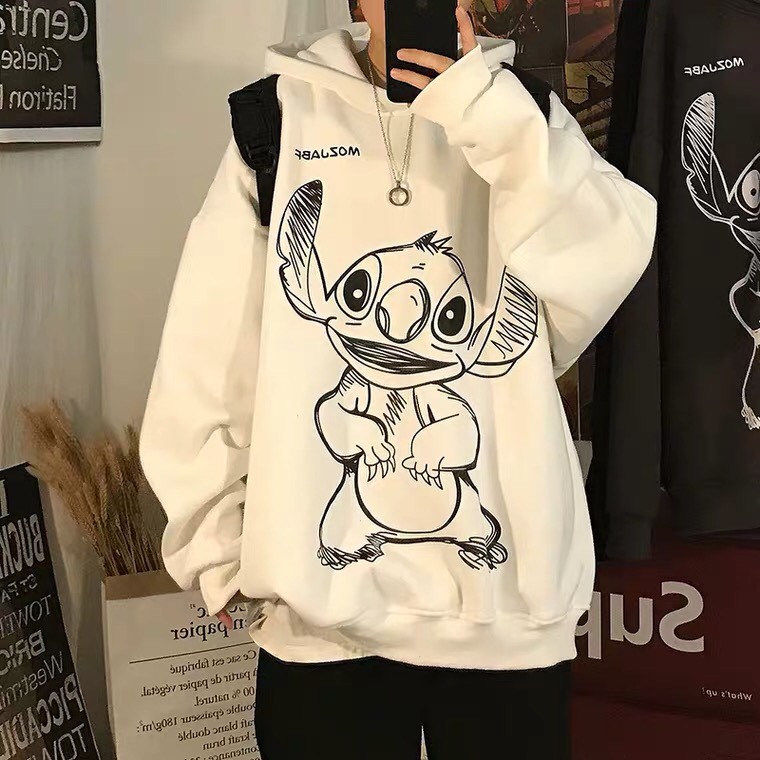 Áo hoodie Nỉ hoạt hình Mozjabf ullzang form rộng 2 Màu Đen Trắng có size BC158