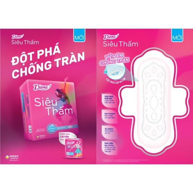 Băng Vệ Sinh Diana Siêu Thấm Siêu Mỏng Cánh 4Teen 23cm (8 miếng)