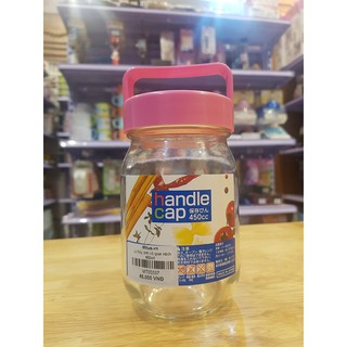 Lọ thủy tinh có quai xách 450ml (Hàng nội địa Nhật)