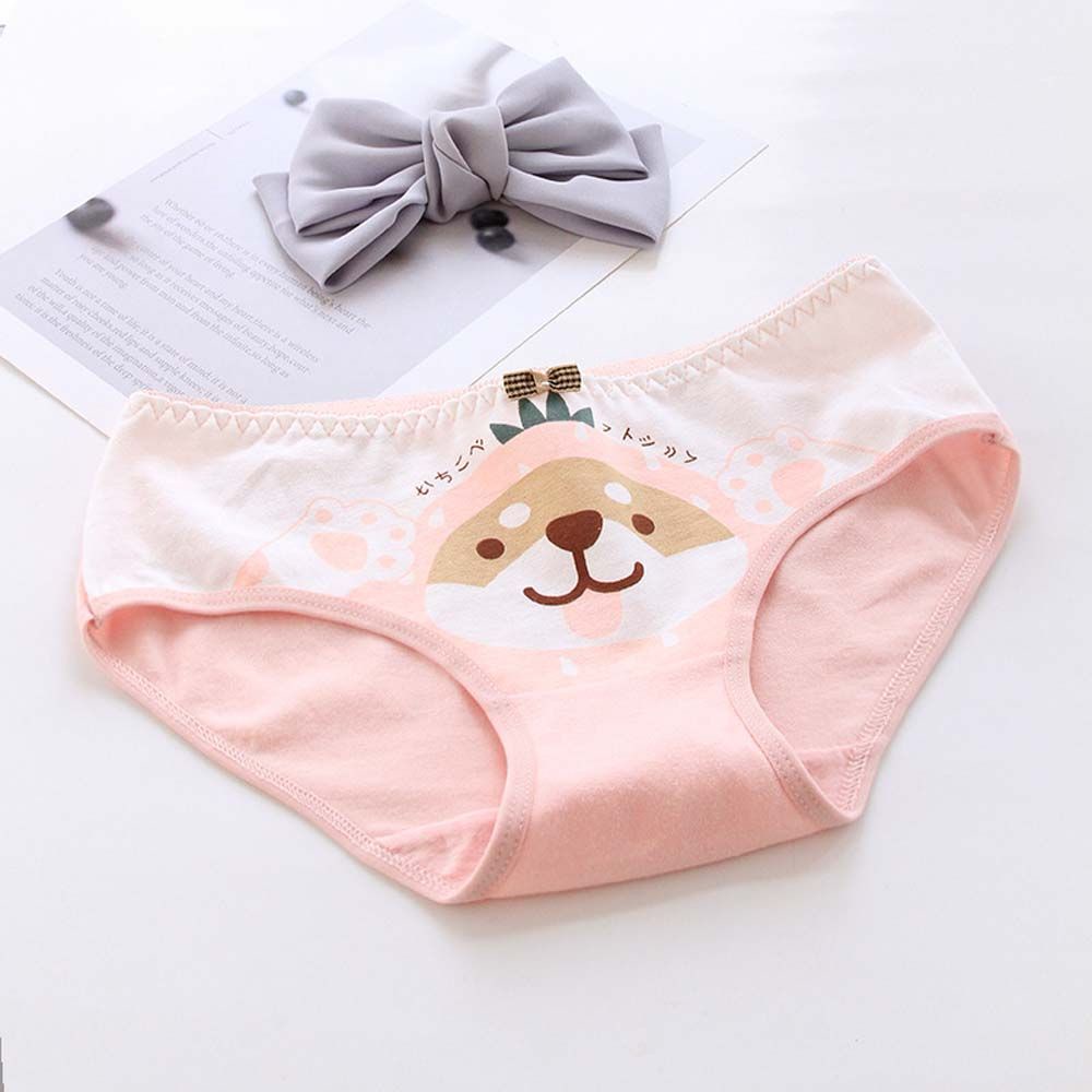 Quần Lót Cotton Lưng Vừa In Hình Chú Chó Corgi Dễ Thương Thoải Mái Cho Nữ