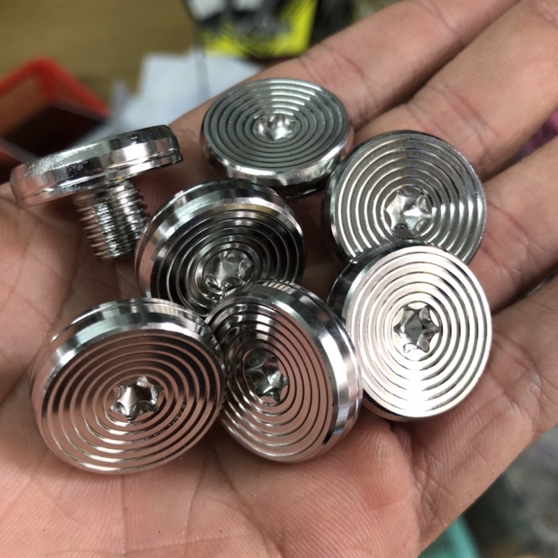 Ốc chấn kính / ốc chân gương Full inox 304 đầu dù lớn cho các dòng xe