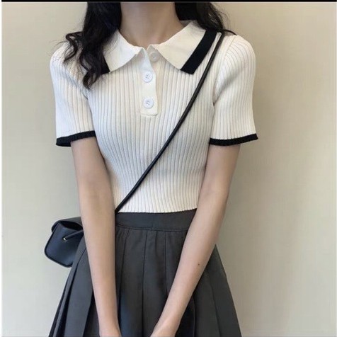 Áo Croptop Len Cổ Đức_Xưởng May Quang Anh