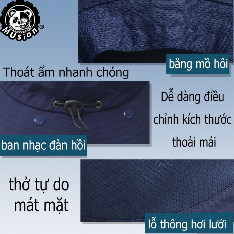 Mũ che nắng Musion UPF 50+ chống tia UV có thể tháo rời được dùng khi câu cá/đi bộ xuyên rừng/làm vườn ngoài trời