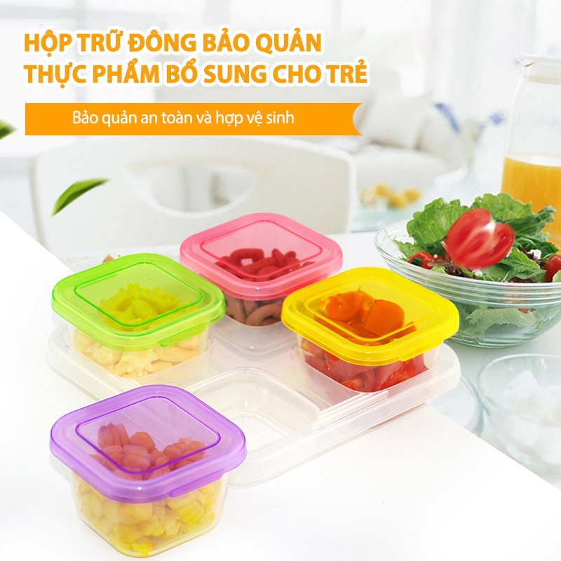 Hộp Trữ Đông Loại 1 Ngăn Dung Tích 60ml Bảo Quản Đồ Ăn Dặm Cho Bé Tiện Dụng YOOTA BABY