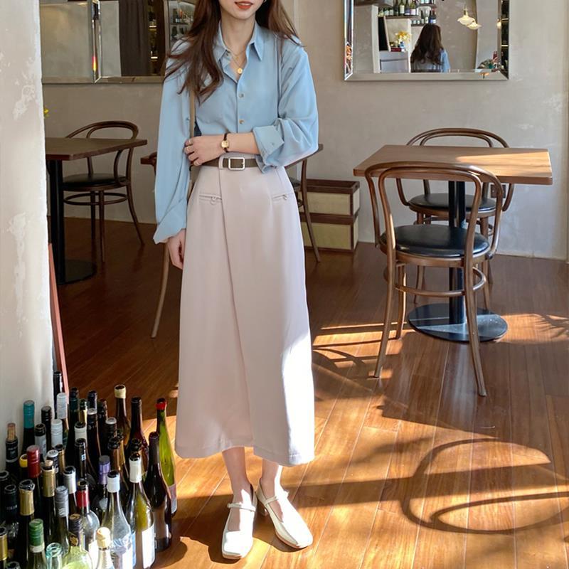 Set Áo Sơ Mi Dài Tay + Chân Váy Thời Trang Dành Cho Nữ