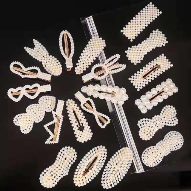 SET 20 KẸP TÓC NGỌC TRAI nhân tạo 20 MÓN SANG CHẢNH