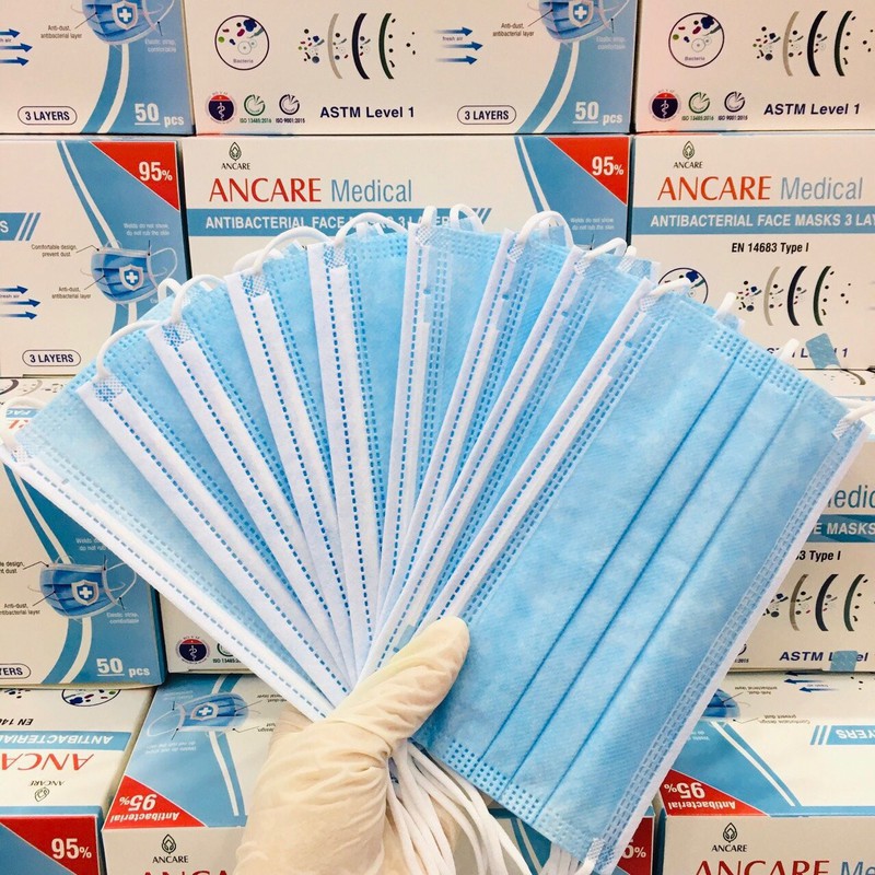 Khẩu trang y tế hộp 50 cái Ancare 3 lớp giấy kháng khuẩn Công ty TNHH Dược Mỹ Phẩm Organic Minh Anh