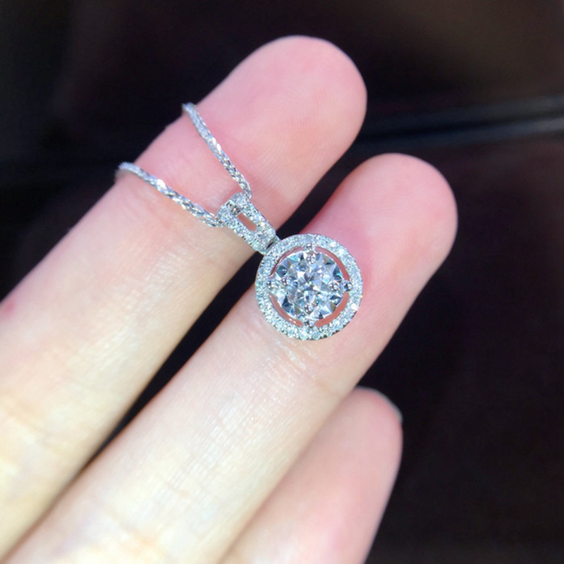 Dây chuyền mặt tròn đính đá zircon bạc 925 thời trang nữ