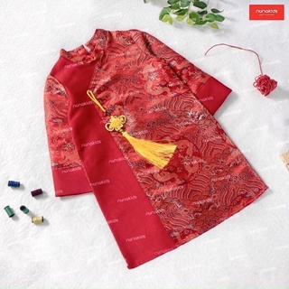 áo dài cách Tân gấm bé trai mới phối
