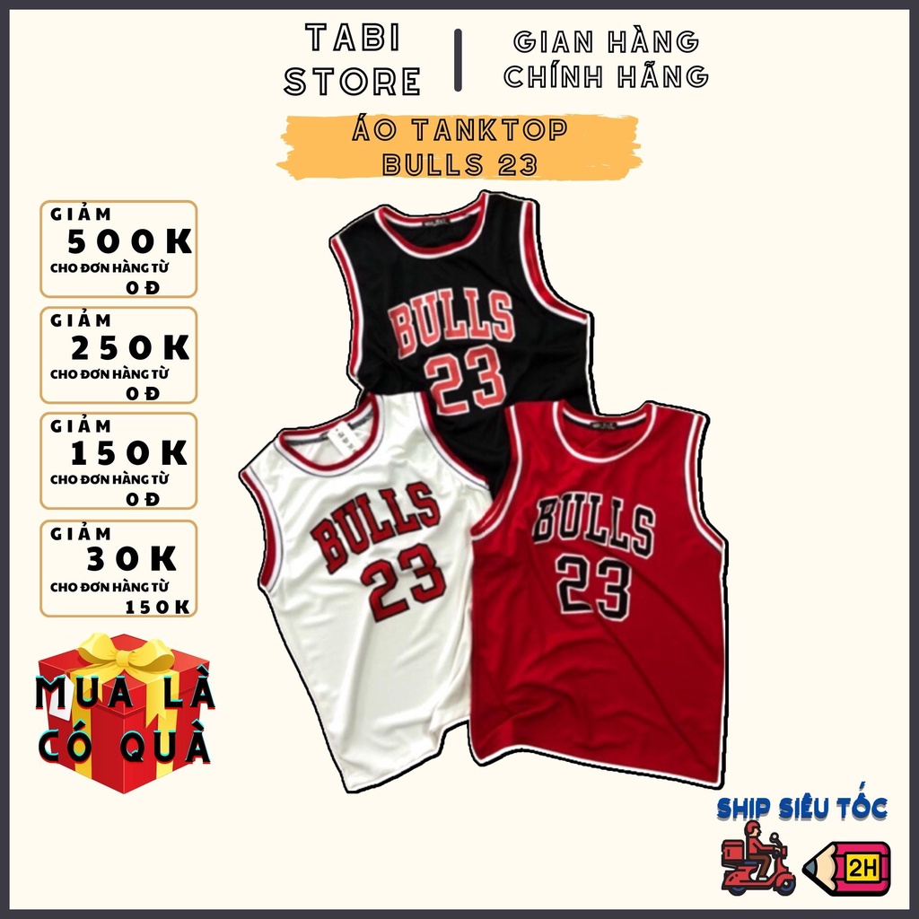 Áo tanktop 3 lỗ chất lưới unisex dưới 75kg TABI STORE - Bulls 23