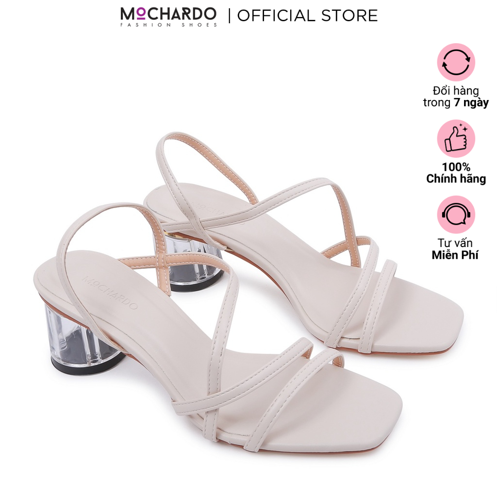 Sandal cao gót dây mảnh chéo gót tròn mica cao 6cm MOCHARDO ML-6