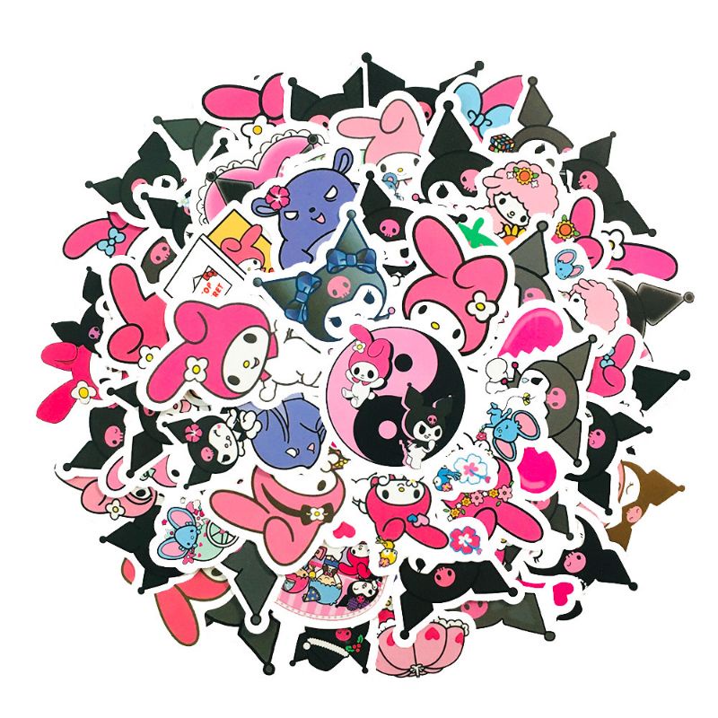10-60 hình dán Stickers Kuromi and My Melody decal