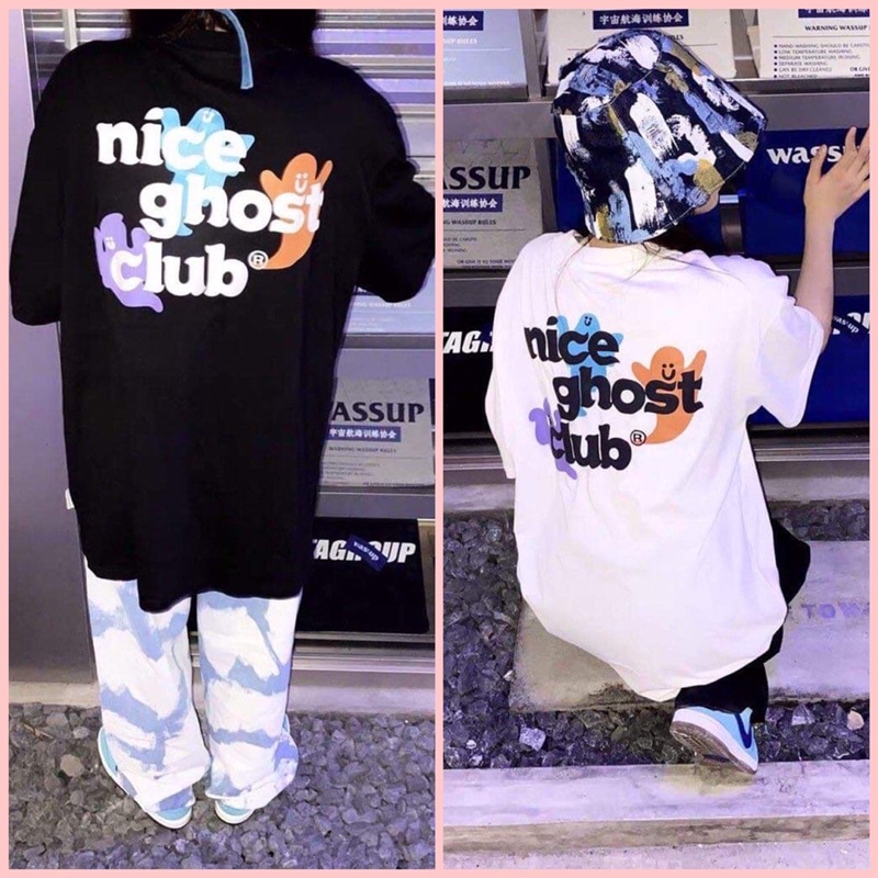 Áo thun Nice Ghost🦋 chất cotton mềm mịn🦋form thụng tay lỡ🦋dáng unisex🦋freesize nam nữ cá tính Hè