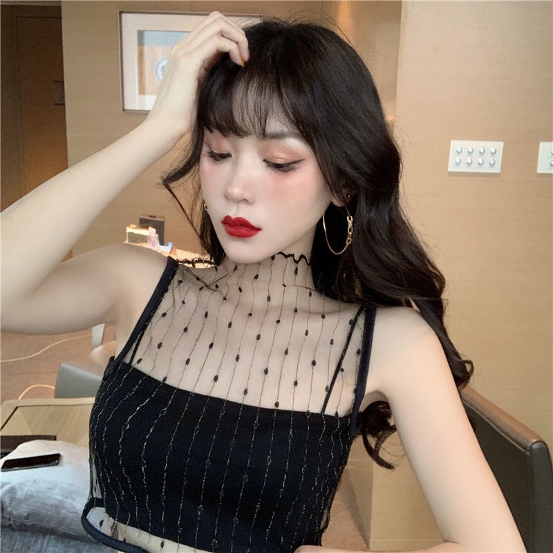 Áo hai dây phối ren lưới hở lưng thời trang mùa hè quyến rũ dành cho nữ